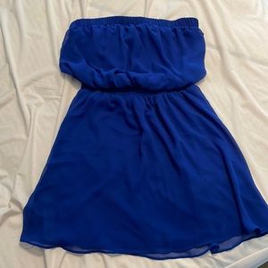 Woman’s blue dress